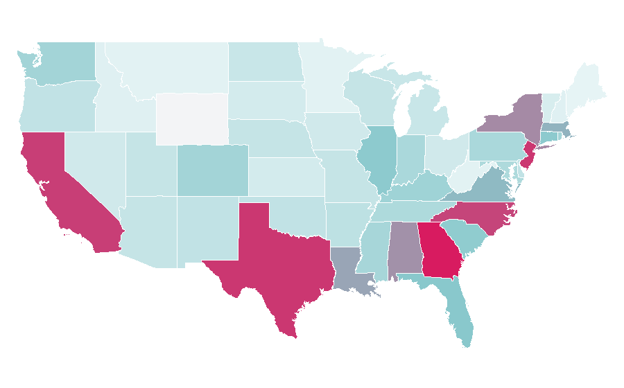 Affinité par région — Public relations, États-Unis