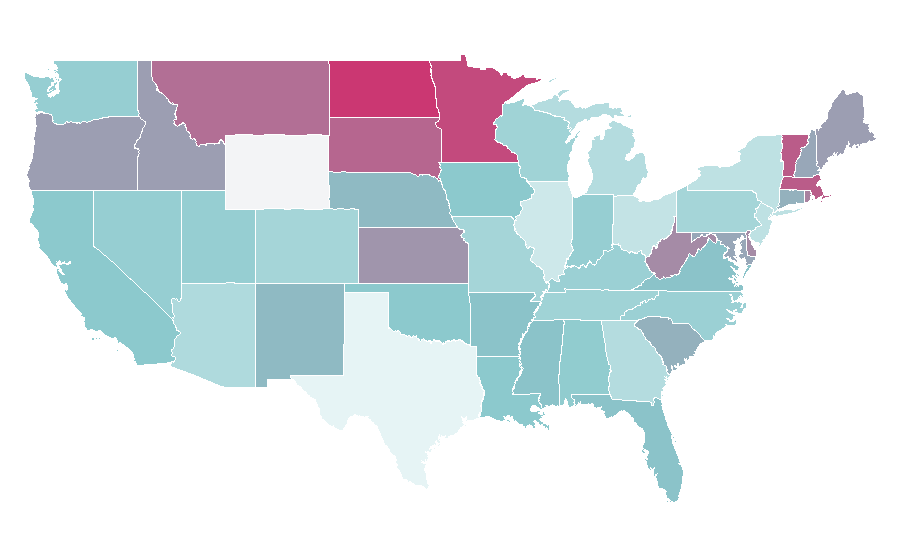 Affinity by region — Public transport bus service, United States