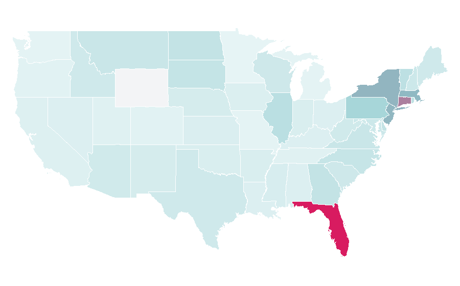 Affinity by region — Puerto Rican cuisine, United States