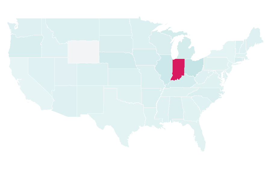 Affinity by region — Purdue Boilermakers, United States