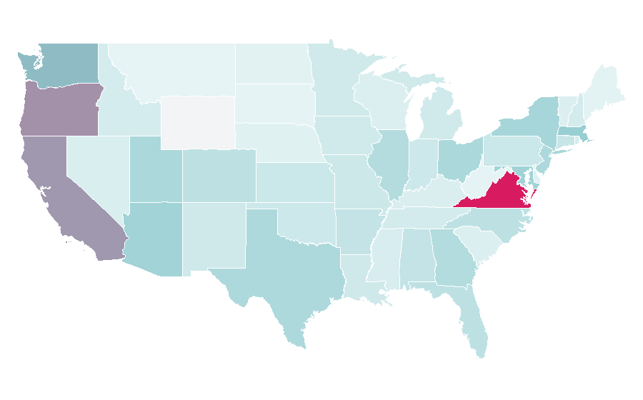Affinity by region — Python (genus), United States