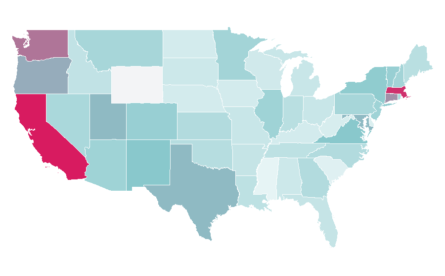 Affinity by region — Quantum mechanics, United States