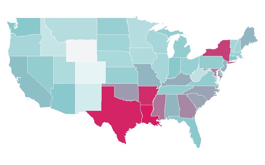 Affinity by region — Quesadilla, United States