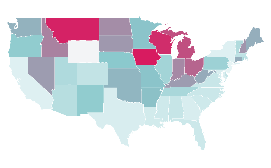 Affinity by region — Quiet Riot, United States