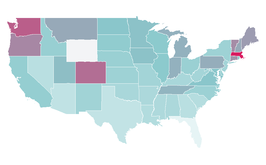 Affinity by region — R-value (insulation), United States