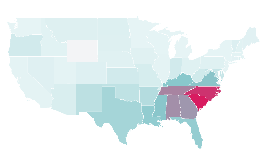 Affinity by region — Rack Room Shoes, United States