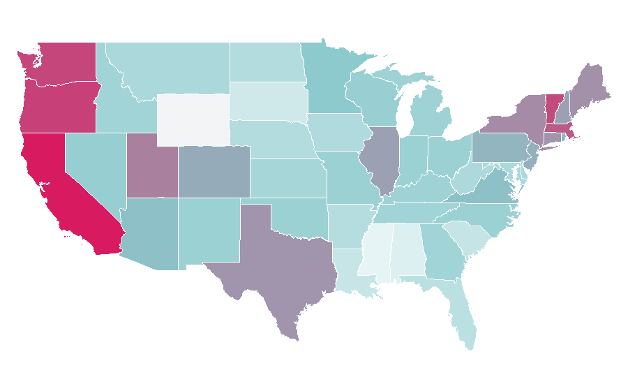 Affinity by region — Radiohead, United States