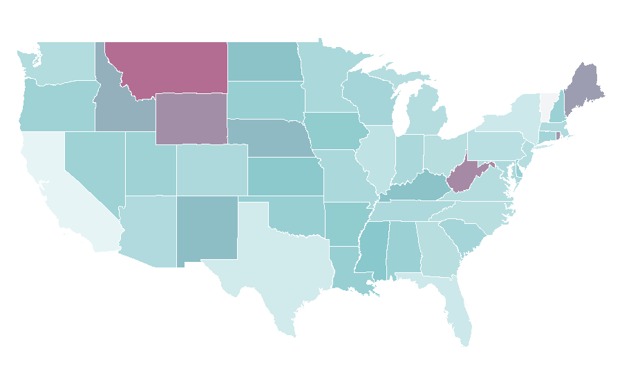 Affinity by region — Rail freight transport, United States