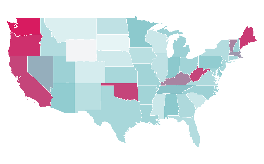 Affinity by region — Rainbow flag (LGBT movement), United States