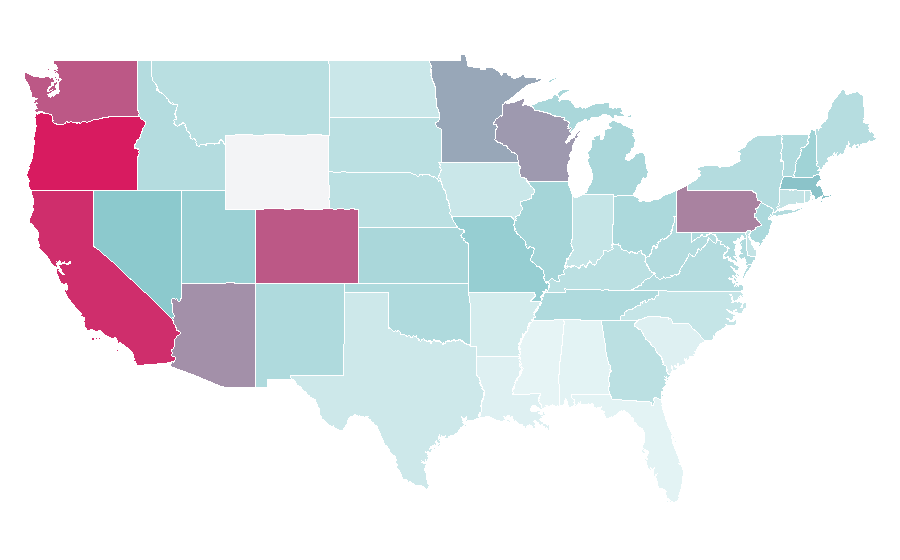 Affinity by region — Rancid (band), United States