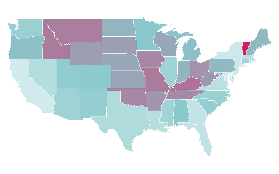 Affinity by region — Randy Quaid, United States