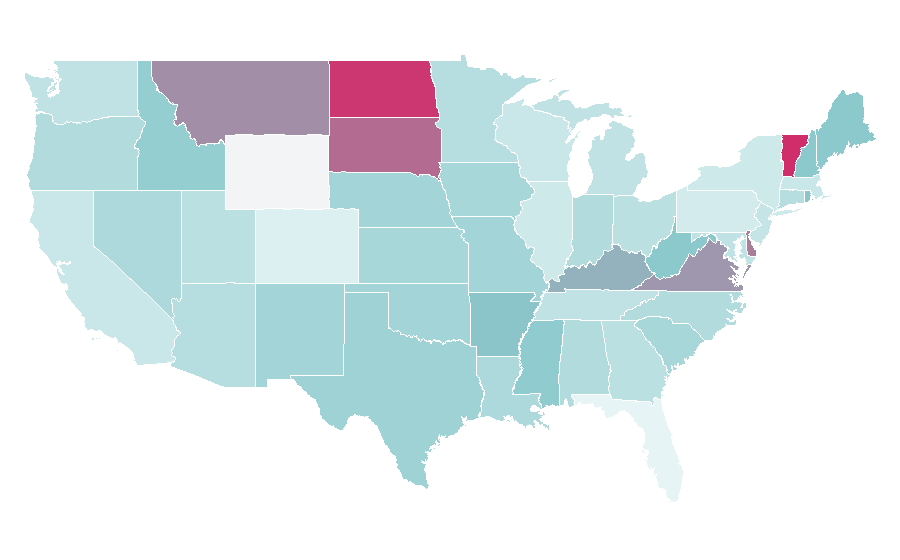 Affinité par région — Rap rock, États-Unis