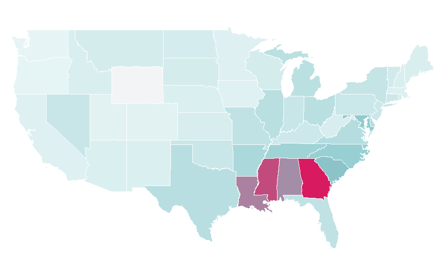 Affinity by region — Rasheeda, United States