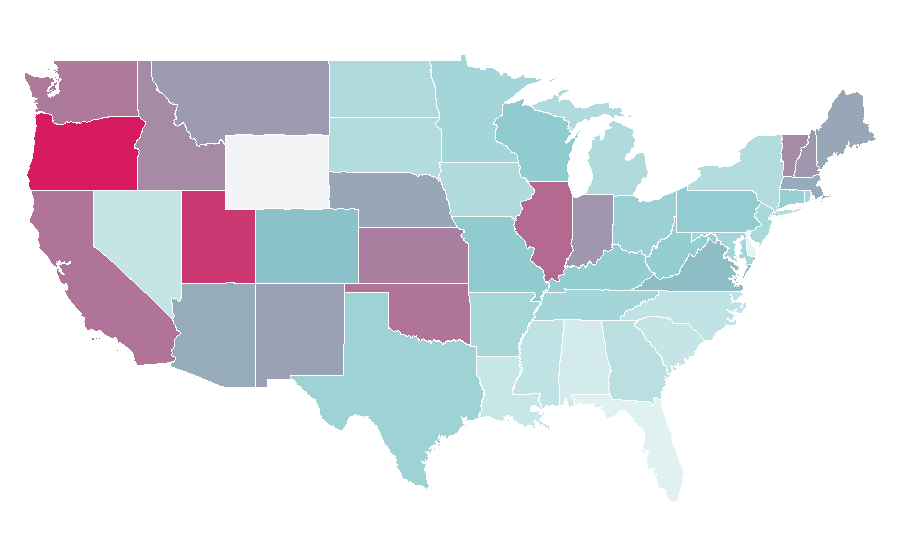Affinity by region — Ray Bradbury, United States