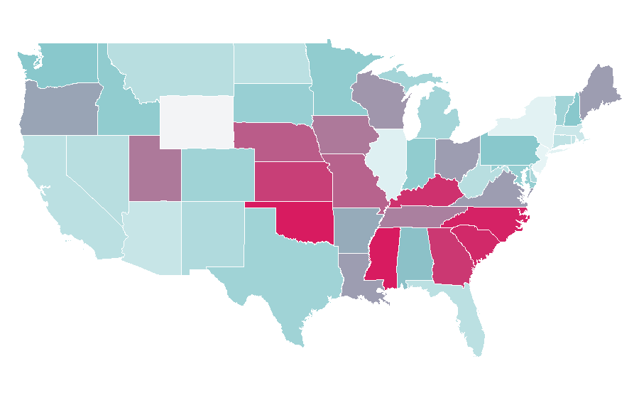 Affinity by region — Reading Rainbow, United States