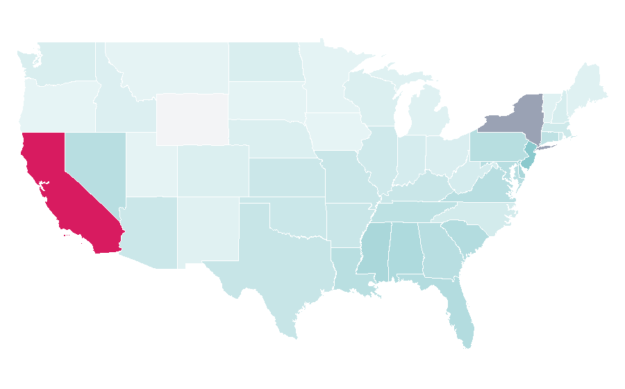 Affinity by region — Real estate license, United States