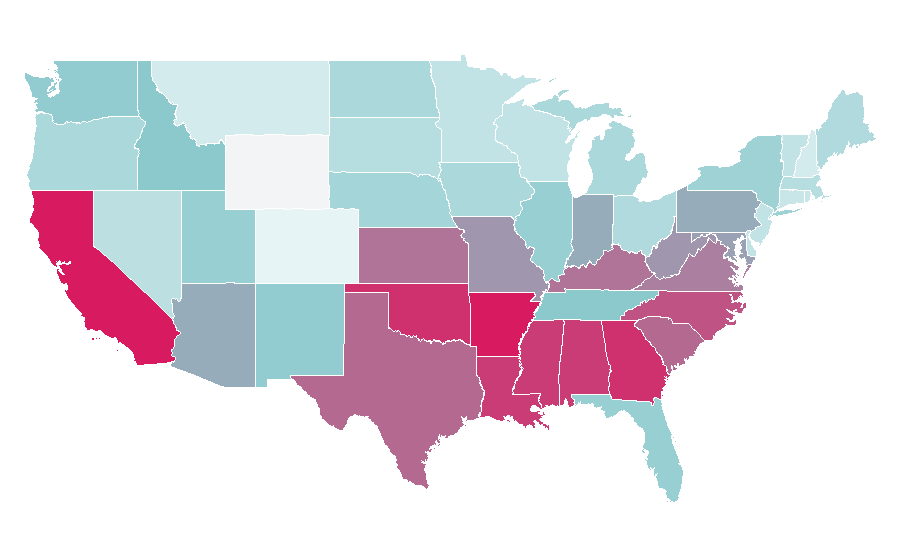 Affinity by region — Realism (arts), United States