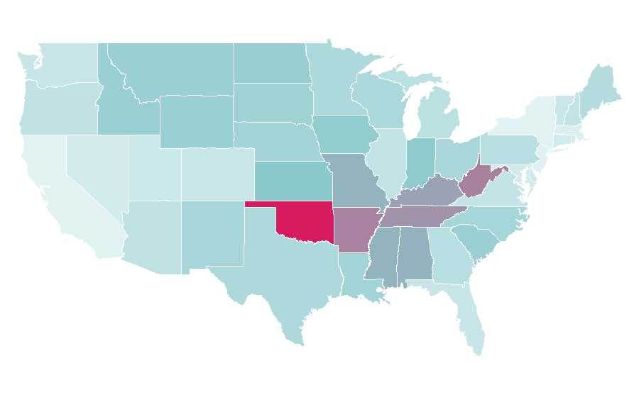 Affinity by region — Reba McEntire, United States