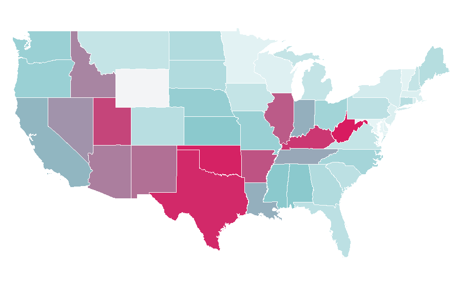 Affinity by region — Red hair, United States