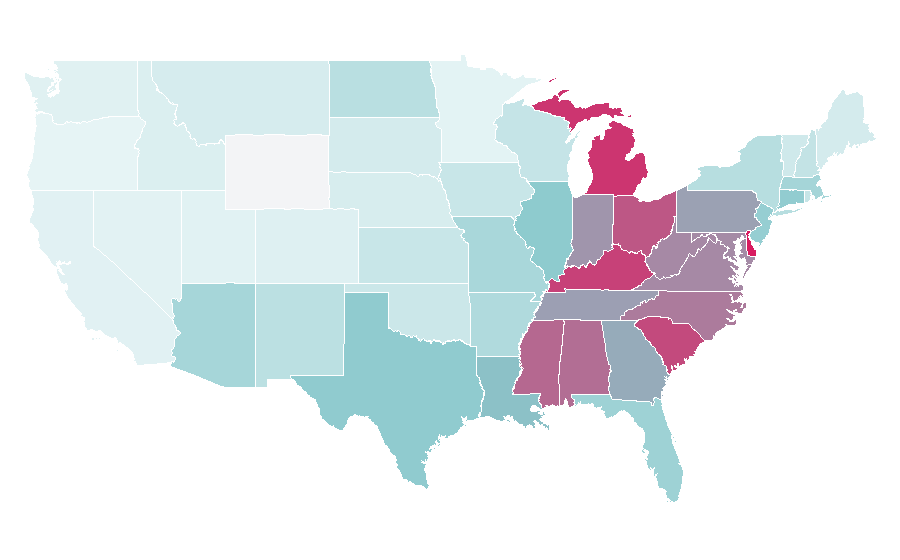 Affinity by region — Red Roof Inn, United States
