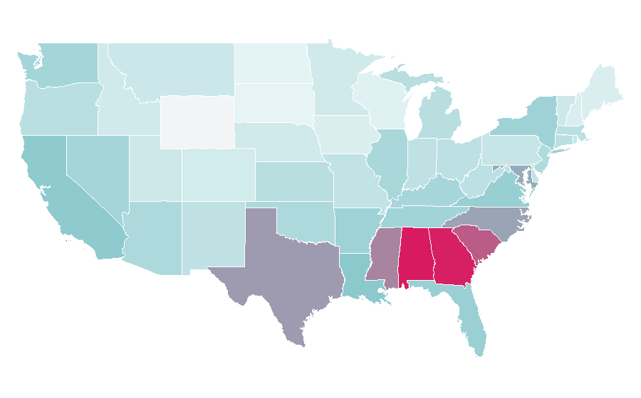 Affinity by region — Red velvet cake, United States