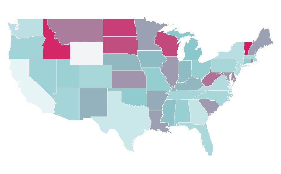 Affinity by region — Religious music, United States