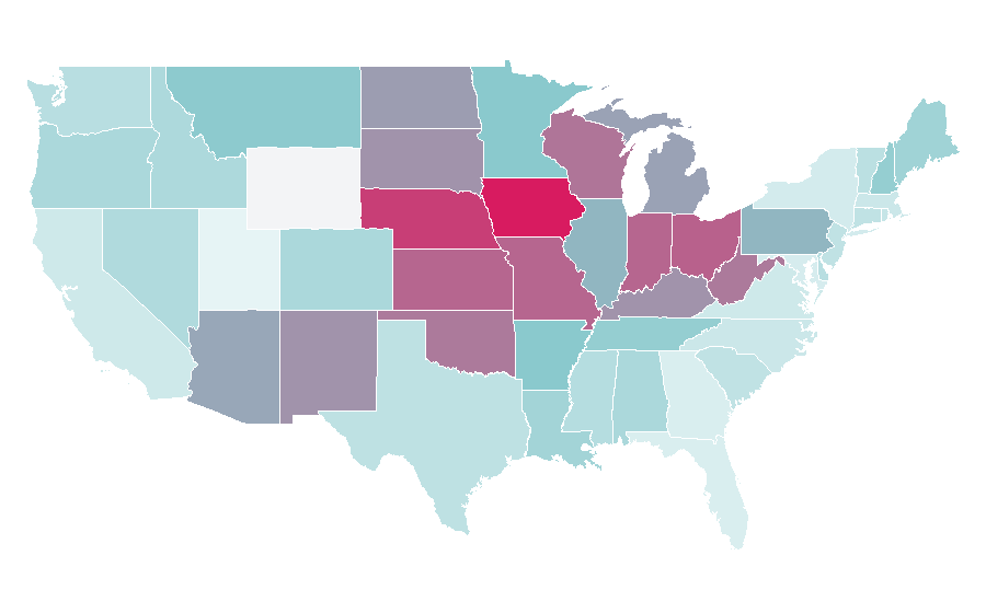 Affinity by region — Revenge of the Nerds, United States