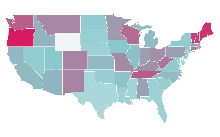 Affinity by region — Reverb, United States
