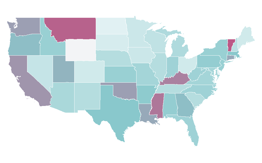 Affinity by region — Rhinoceros, United States
