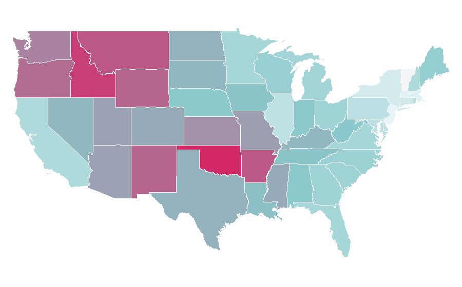 Affinity by region — Riddick (film), United States