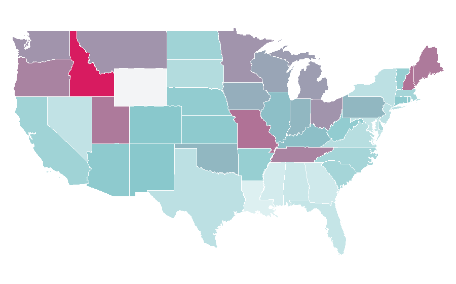 Affinity by region — Rita Wilson, United States