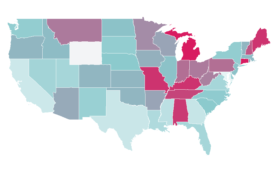 Affinity by region — Rob Thomas (musician), United States