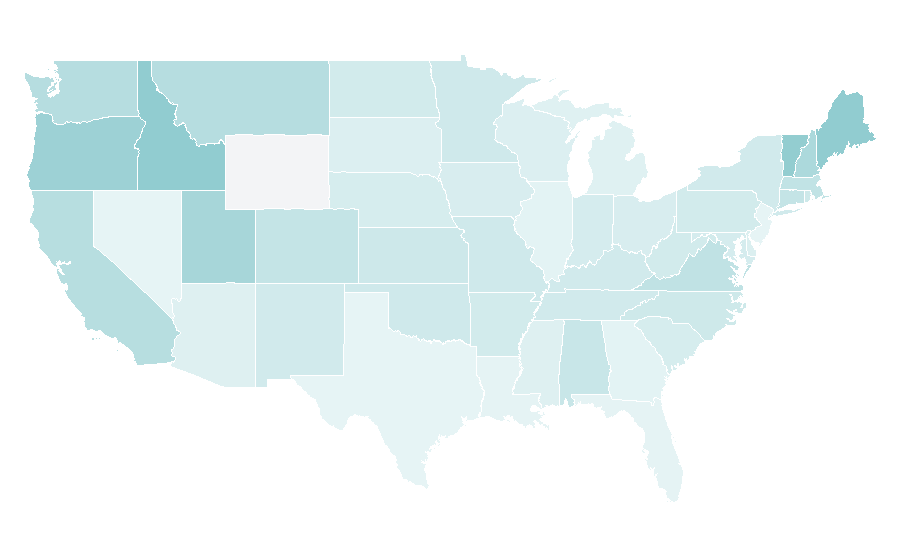 Affinity by region — Robert Louis Stevenson, United States