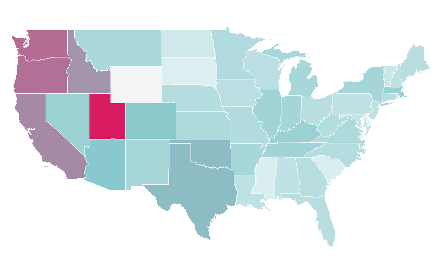 Affinity by region — Robert Pattinson, United States