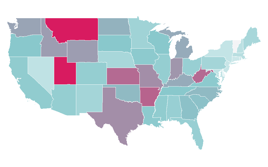 Afinidad por región — Rock (geology), Estados Unidos