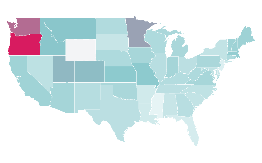 Affinity by region — Roller derby, United States