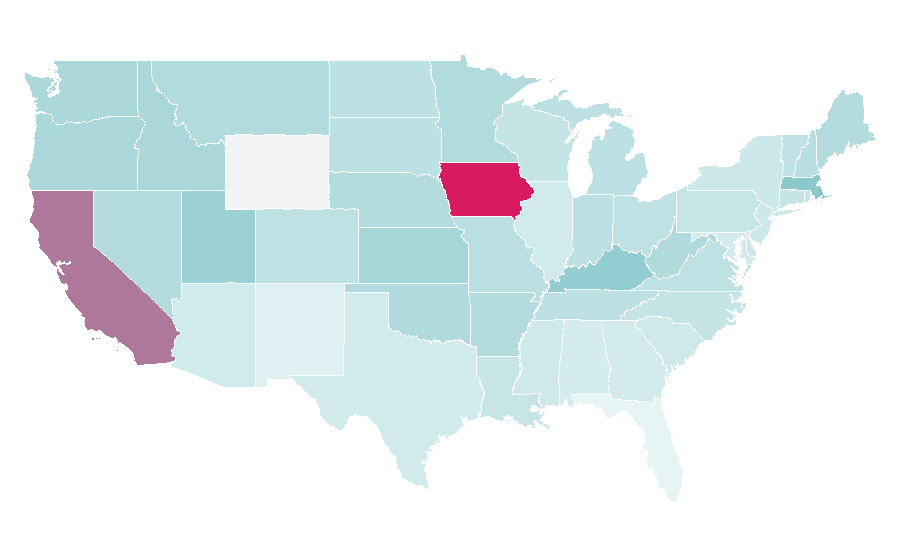 Affinité par région — Romance novels, États-Unis