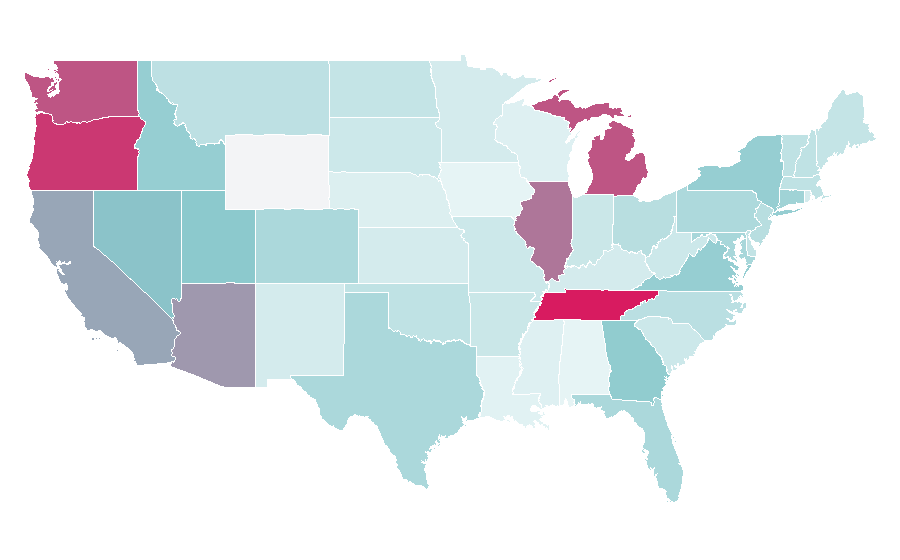 Affinity by region — Romanian cuisine, United States
