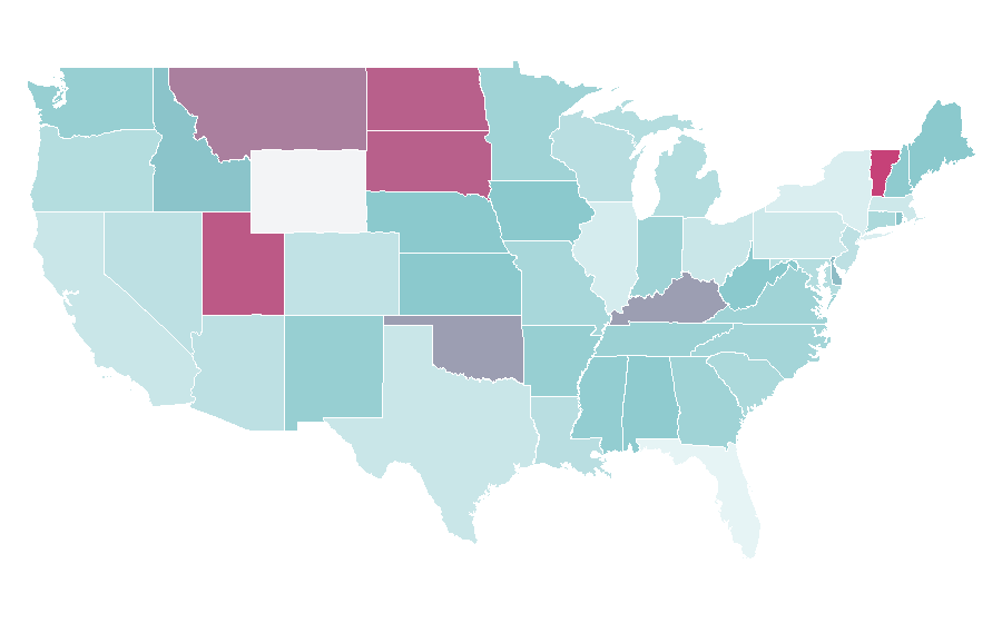 Affinity by region — Romantic stories, United States