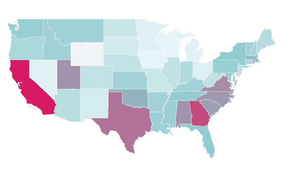 Affinity by region — Romanticism, United States
