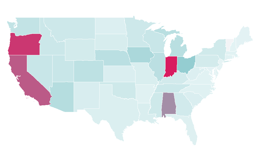 Affinity by region — Rose Bowl, United States