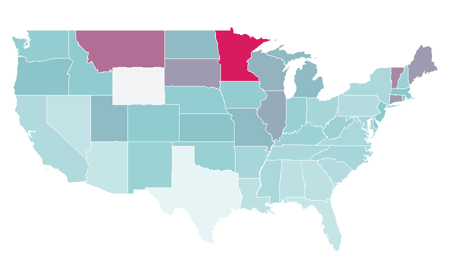 Affinity by region — Rowing (sport), United States
