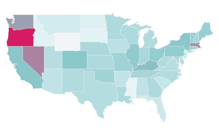 Affinity by region — RuPaul's Drag Race (season 8), United States