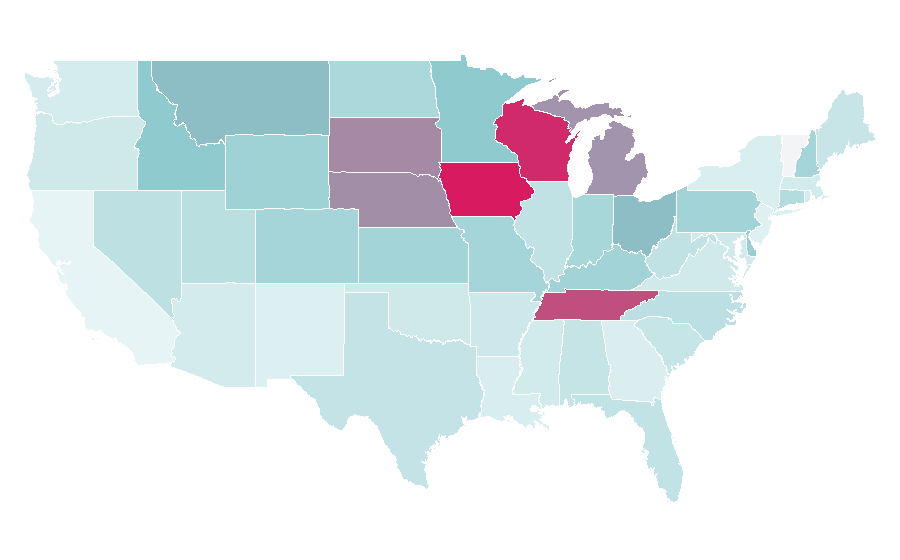 Affinity by region — Russell Dickerson, United States