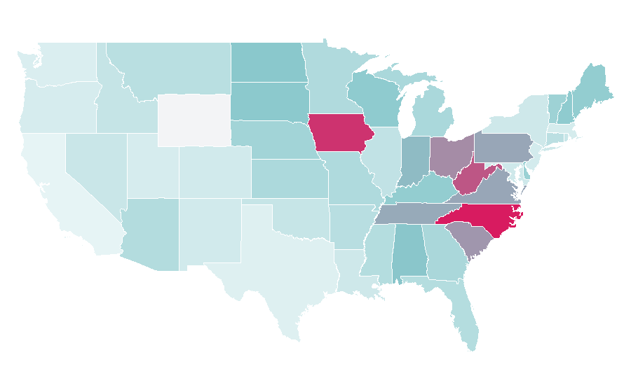 Affinity by region — Ryan Blaney, United States