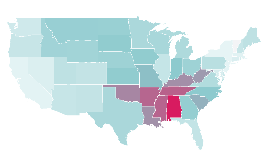 Affinity by region — Sadie Robertson, United States