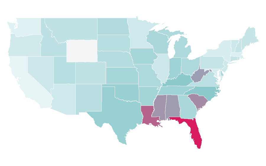 Affinity by region — Saltwater fish, United States