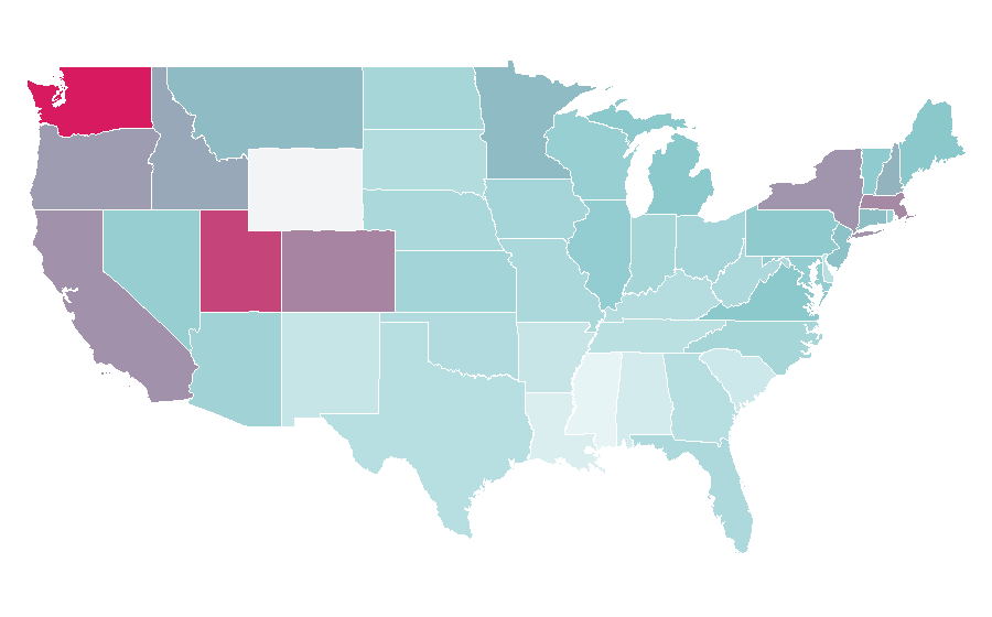 Affinity by region — Samoyed (dog), United States