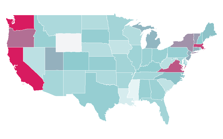 Affinity by region — Sanskrit, United States