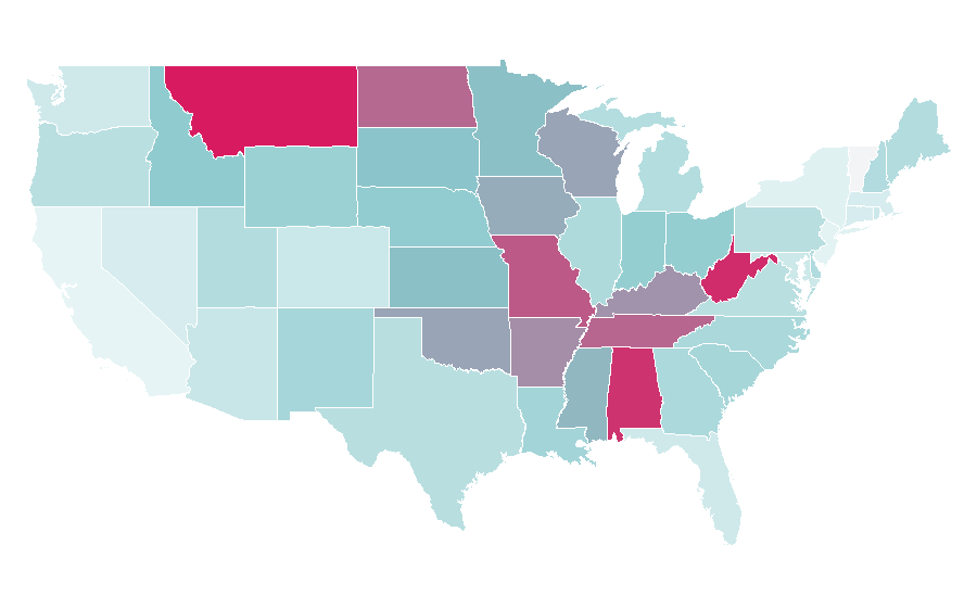 Affinity by region — Sara Evans, United States